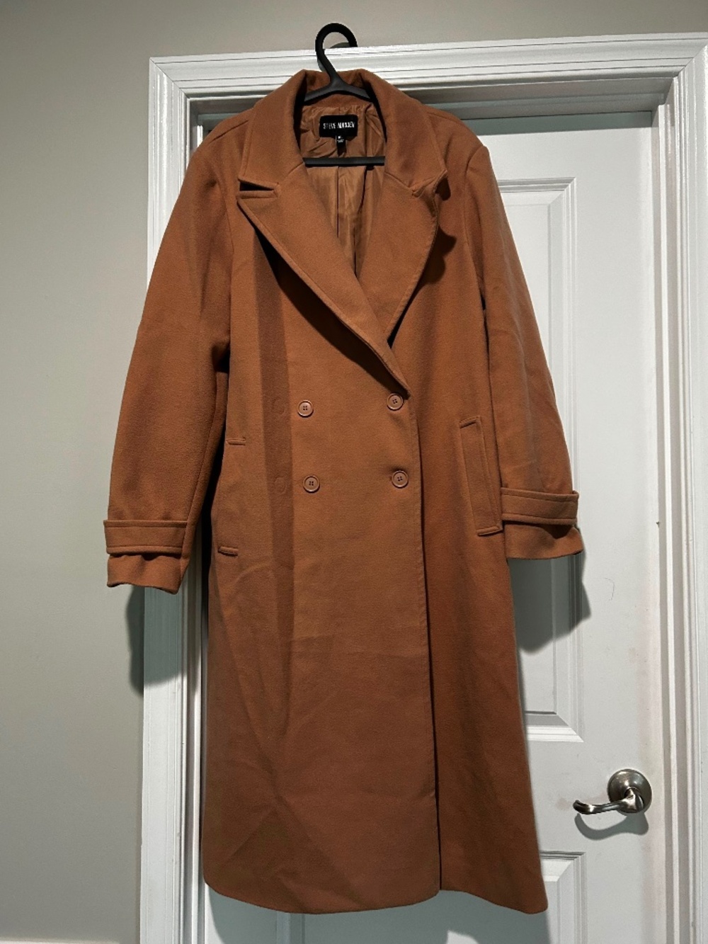 Steve Madden Camel Brown Double Breasted Long Trench Coat Extra Large XL NWOT